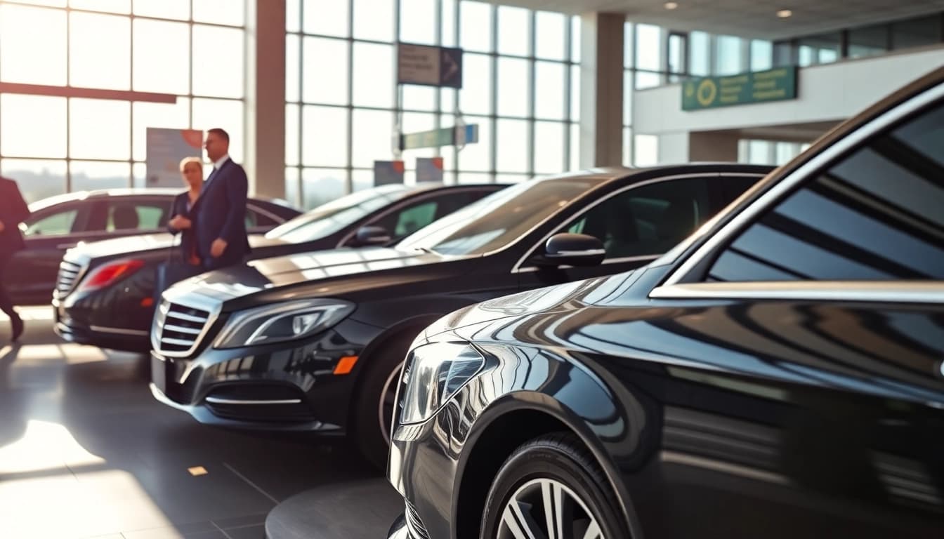 Experience professional town car service Vancouver with premium vehicles at an airport.