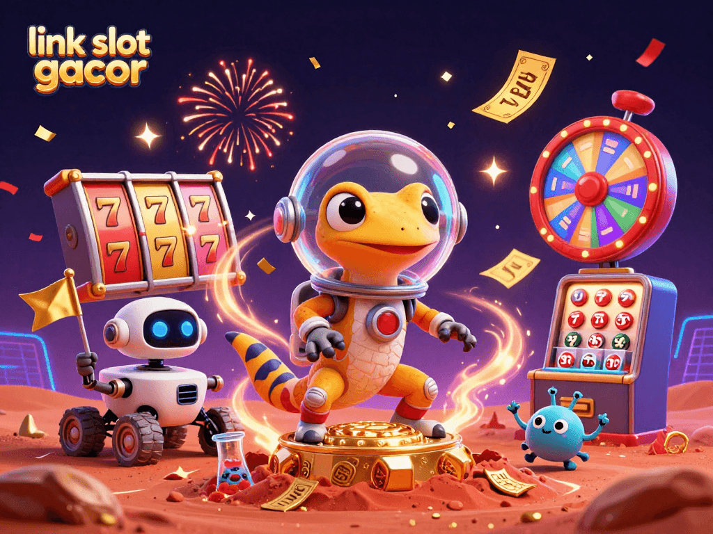 Engage with the thrill of winning at link slot gacor featuring a vibrant Martian scene with exciting game elements.