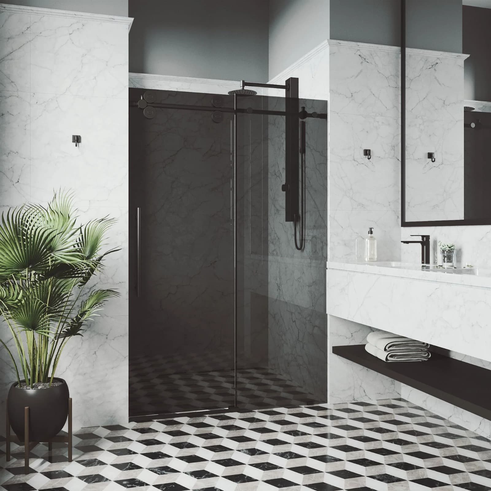Stylish Semi-frameless Shower Screen with Aluminium Frames
