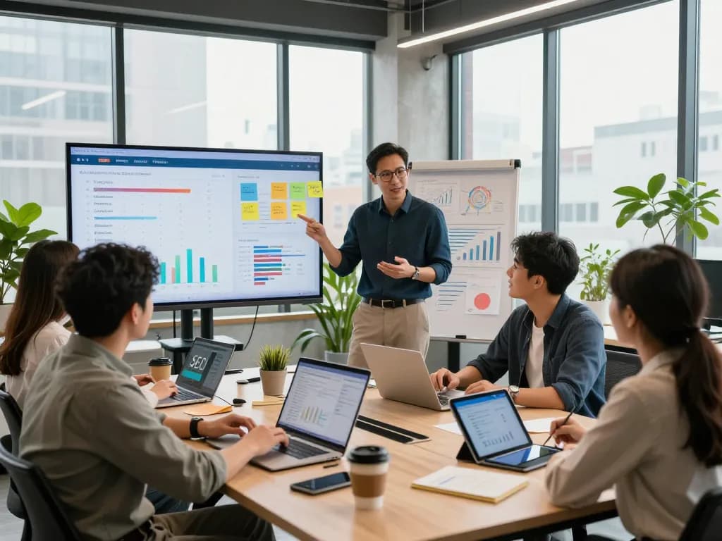 New York SEO Services team collaborating in a modern office to enhance website rankings and visibility