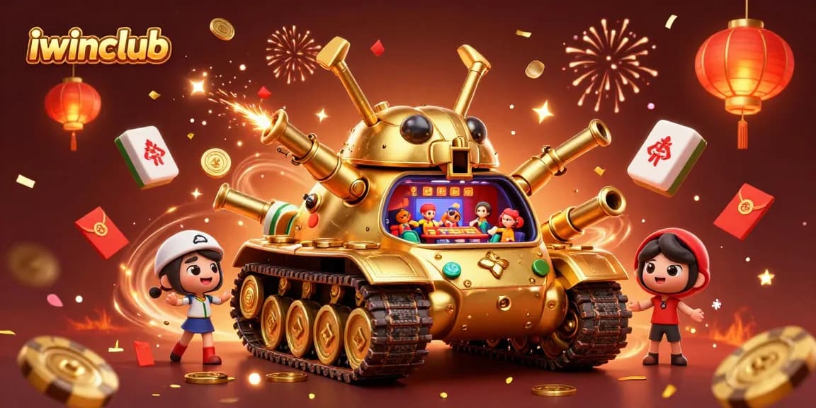 Play exciting games at iwinclub with a vibrant 3D casino illustration showcasing unique elements.