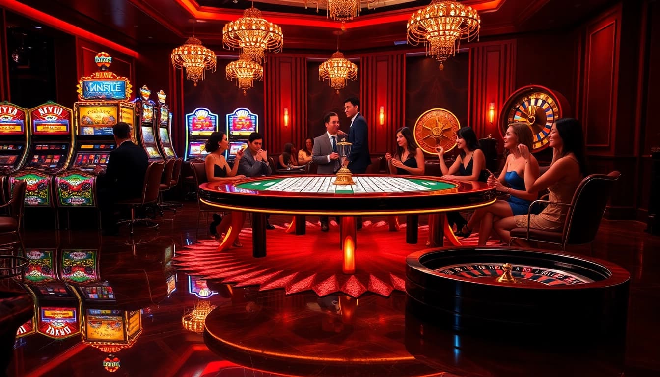 Play mahjong in a luxurious casino setting with vibrant tiles and exciting gameplay.