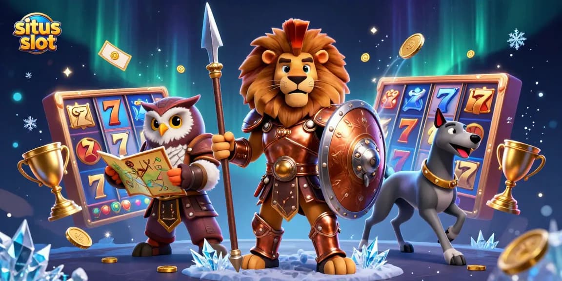 Explore the thrilling world of situs slot with a dynamic 3D casino illustration showcasing engaging gaming elements.