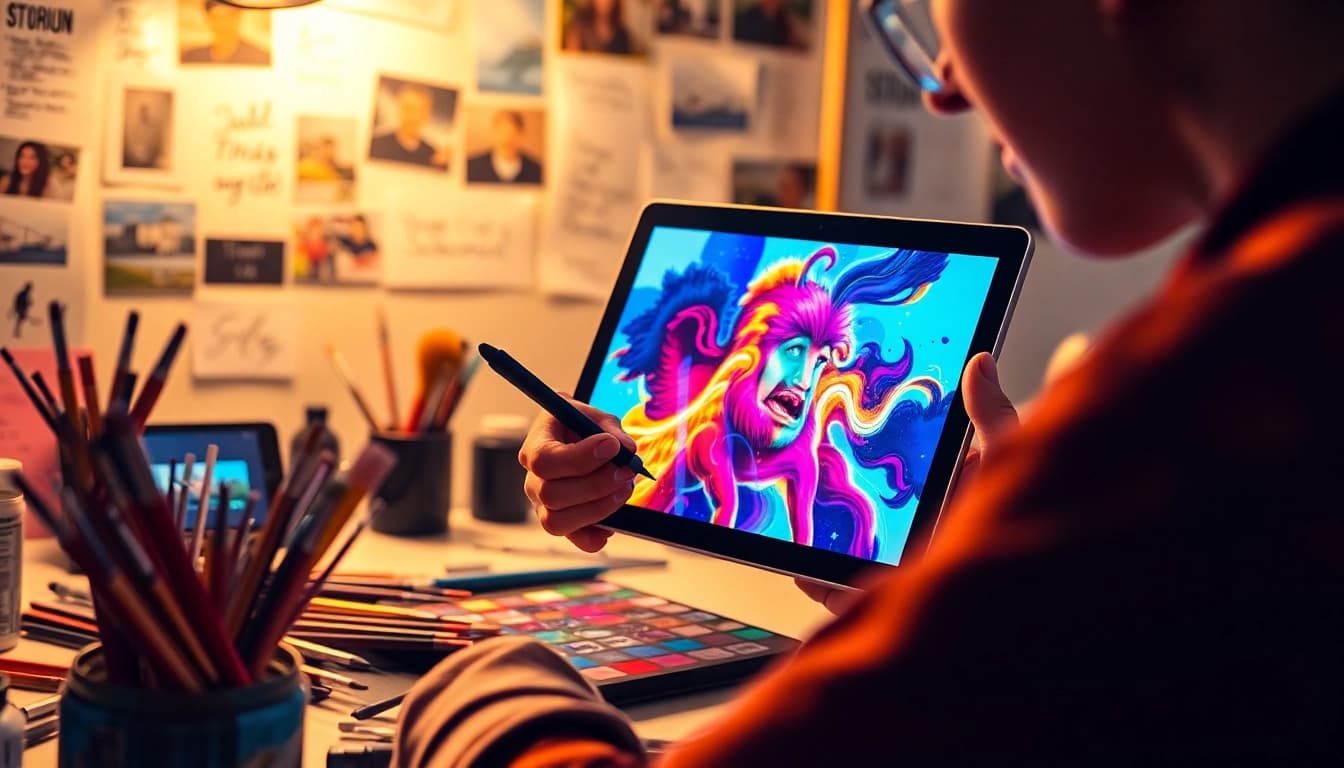 Generate stunning visuals with the image to prompt ai tool in a creative workspace.