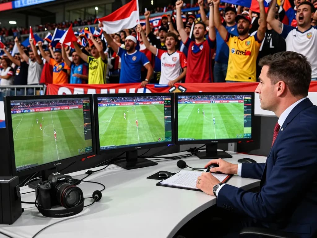 Live sports commentary setup at Cakhiatv24h.com during an exciting football match.
