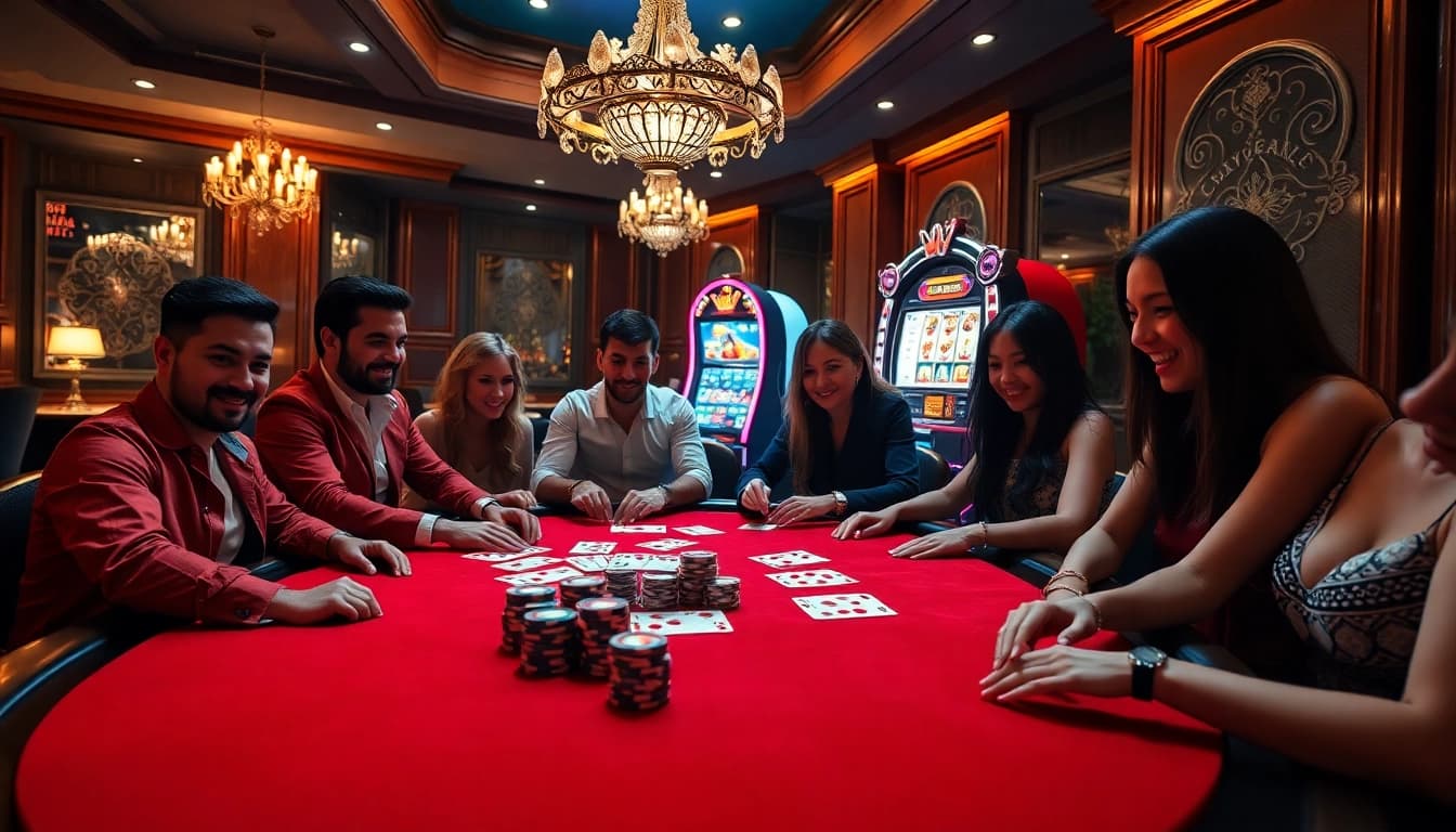 Vivez l'excitation au casino en ligne France avec des joueurs à une table de poker en ligne animée.