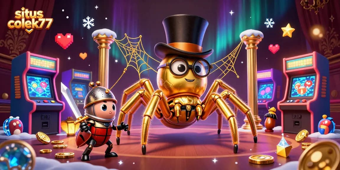 Experience situs colek77 with vibrant gaming action featuring a golden tarantula and beetle knight.