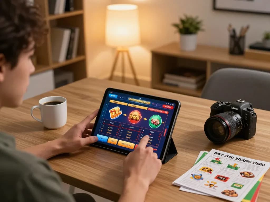 Engaged player using top quality widgets in online casino game setup for strategic gameplay.