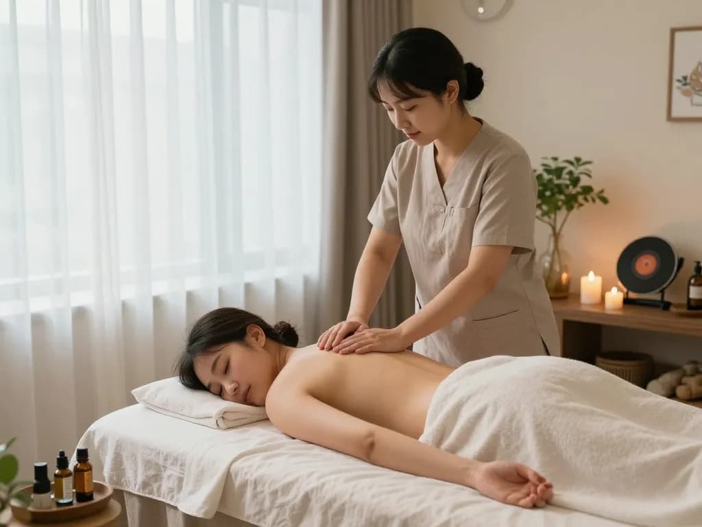 편안한 요소가 있는 고요한 스파 환경에서 전문가의 논현동마사지 세션.