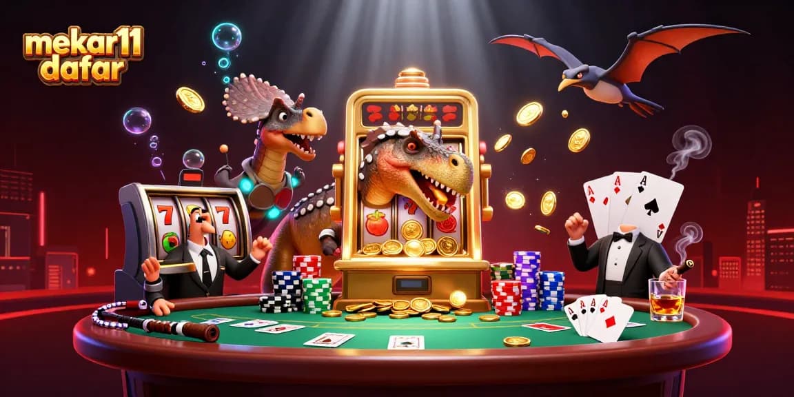 Experience the excitement of mekar11 daftar with a pachycephalosaurus at a golden slot machine!