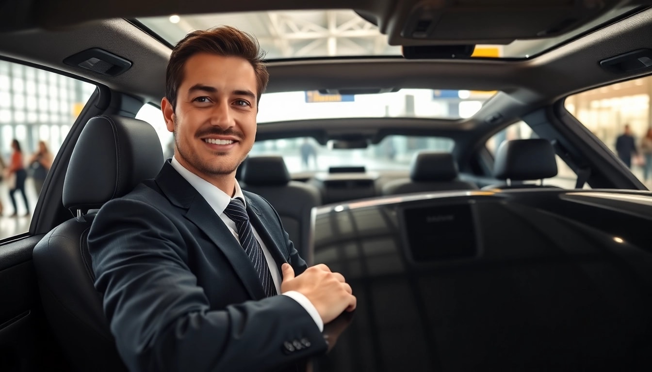 Private Airport Transfers with a professional driver and luxury vehicle at the airport