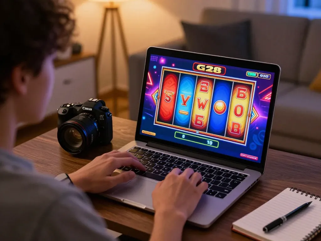 G28 player experiencing the excitement of online slots from a cozy home setup