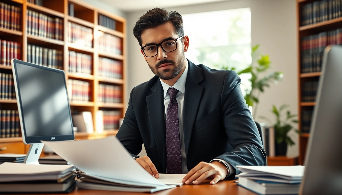 Untreue Strafrecht lawyer analyzing case files in a professional office.