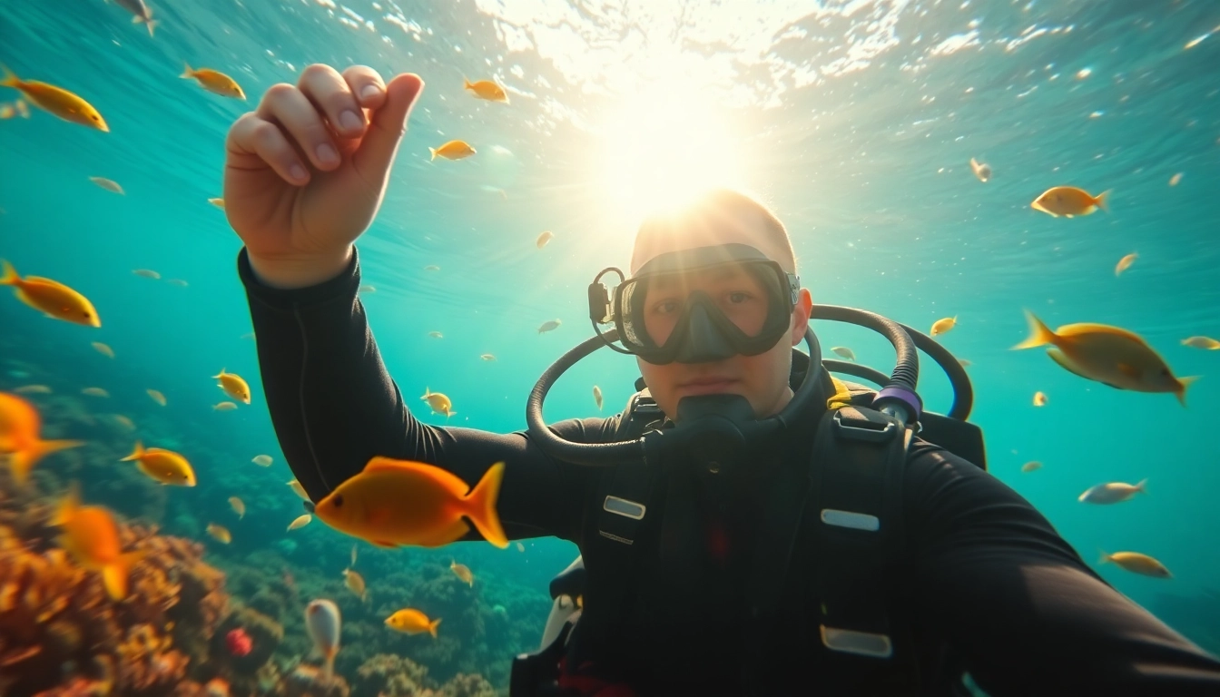 Schnuppertauchen Erlebnis unter Wasser mit bunten Fischen und Korallen.