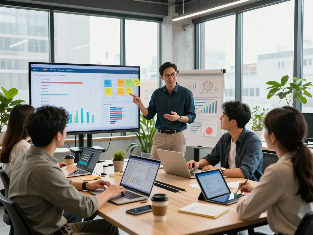 New York SEO Services team collaborating in a modern office to enhance website rankings and visibility