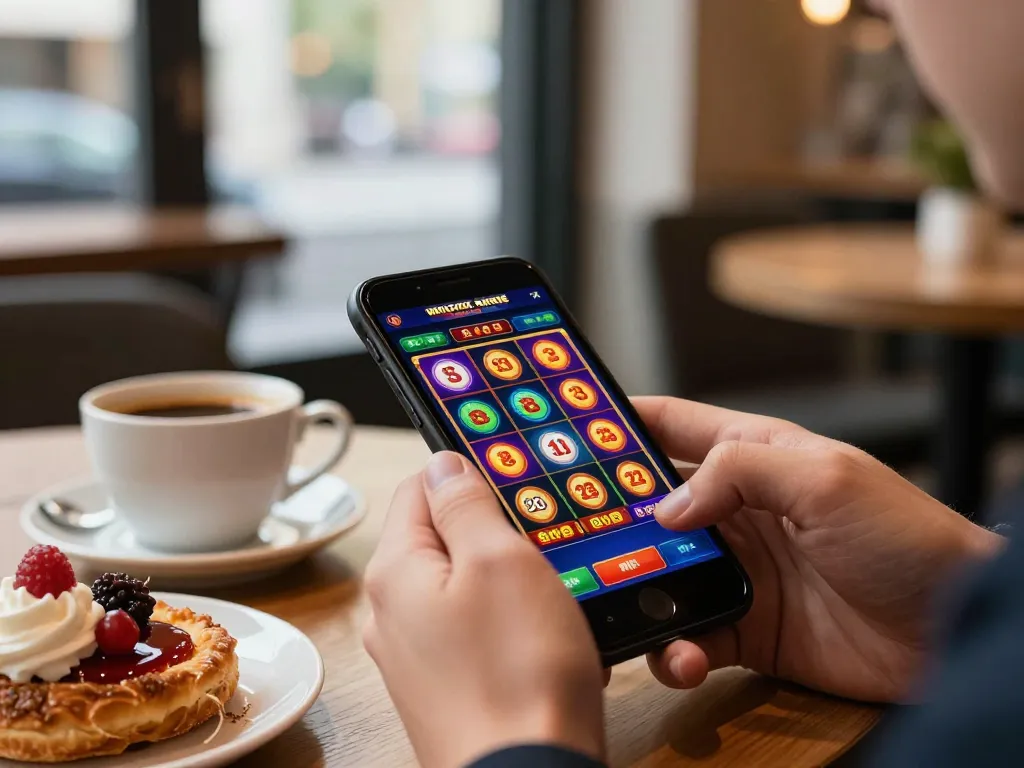 DASI4D link alternatif ditampilkan melalui permainan smartphone dinamis di kafe yang nyaman.