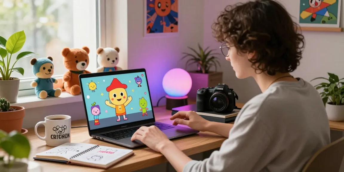 Interactive Crushon AI character chat scene in a cozy home office.