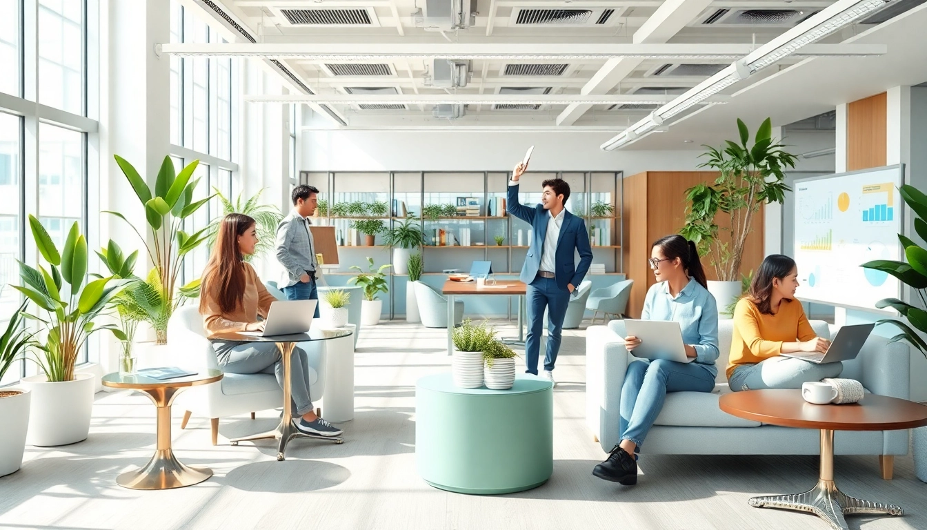 Unternehmensanimation zeigt lebendige Zusammenarbeit im modernen Büro, ideal für Unternehmensdarstellung.