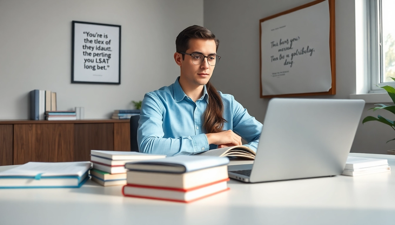 Hire someone to take LSAT for you with a focused student studying in a calm, organized setting.