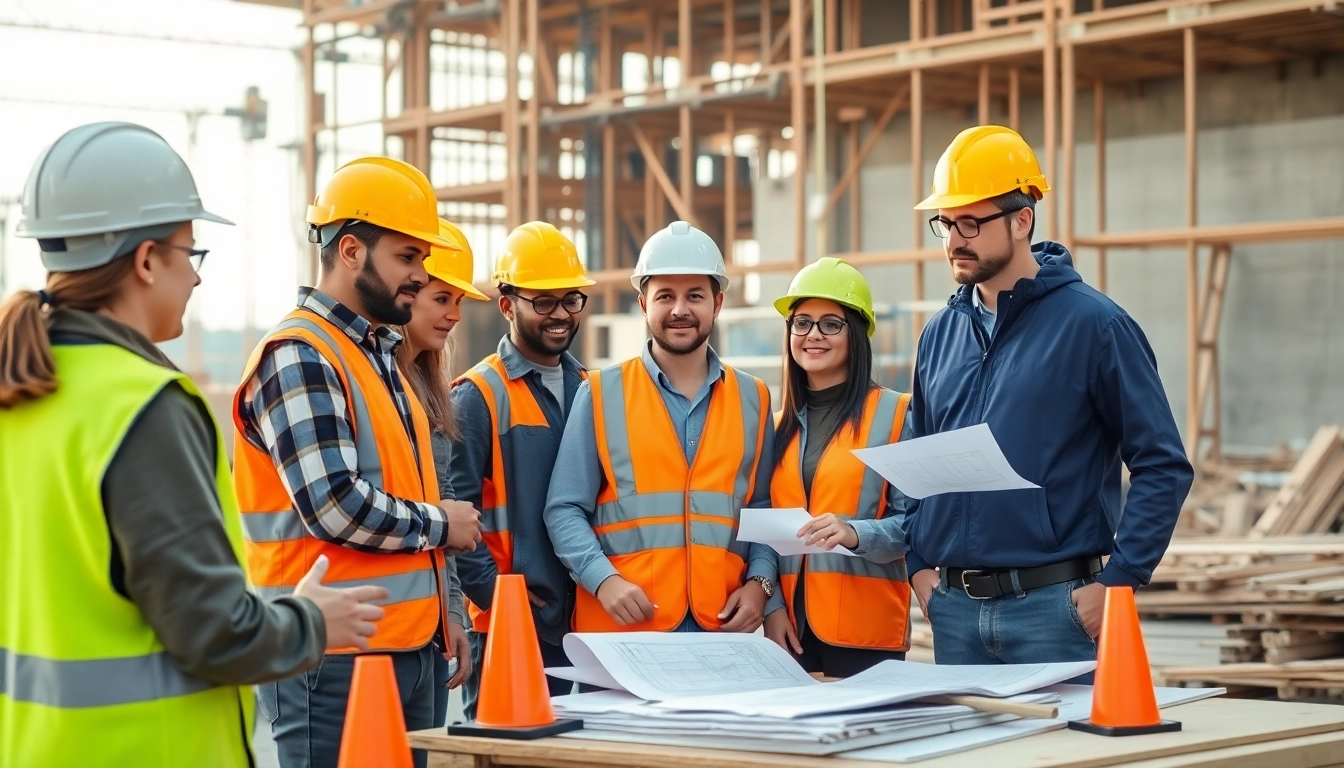 Engaged participants in construction training programs learning hands-on skills on-site.