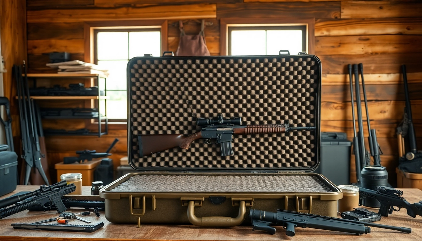 Showcasing a foam for rifle case with custom inserts that protect firearms in a bright setup.