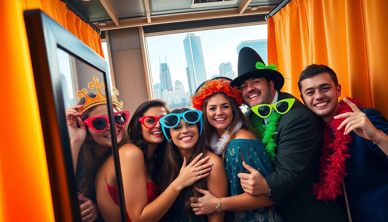 Capture joyful moments at a colorful photo booth Chicago with friends and fun props.