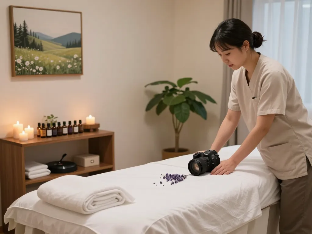 Indulge in a calming 인계동마사지 experience in a serene therapy room.