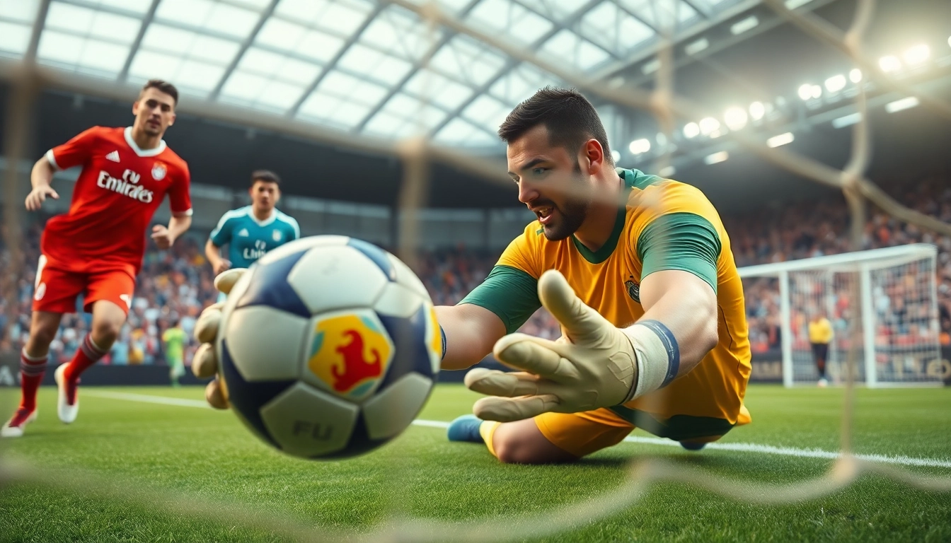 Catch the thrilling action of a football match with ผลบอลสด ภาษาไทย thscore showcased in the scene.
