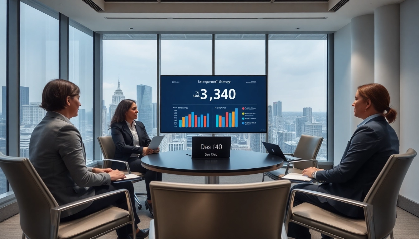 Discussing das 140 strategies in a modern meeting room with professionals.