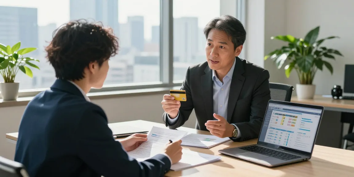 카드현금화를 상담하는 금융 전문가와 고객의 대화 장면