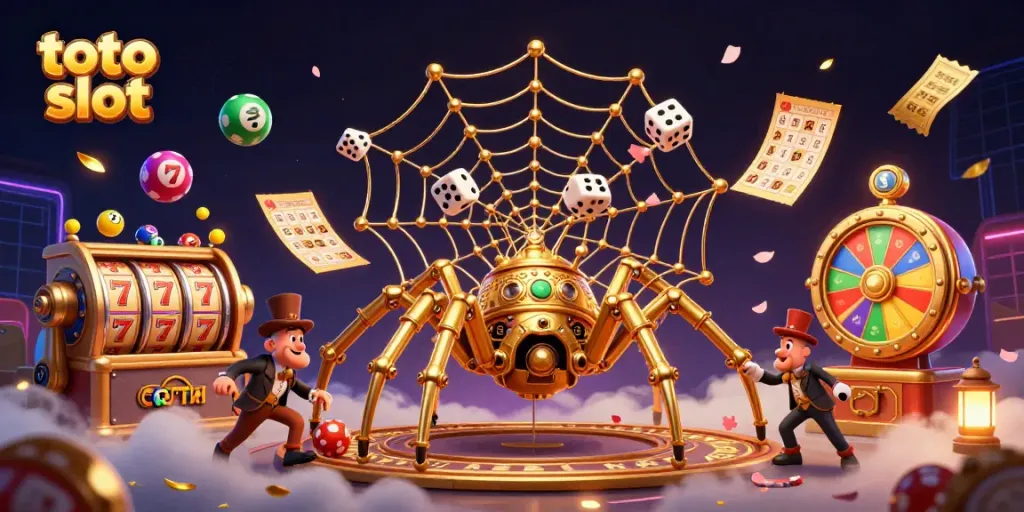 Spin the reels with toto slot in this thrilling steampunk-themed casino illustration showcasing vibrant gaming elements.