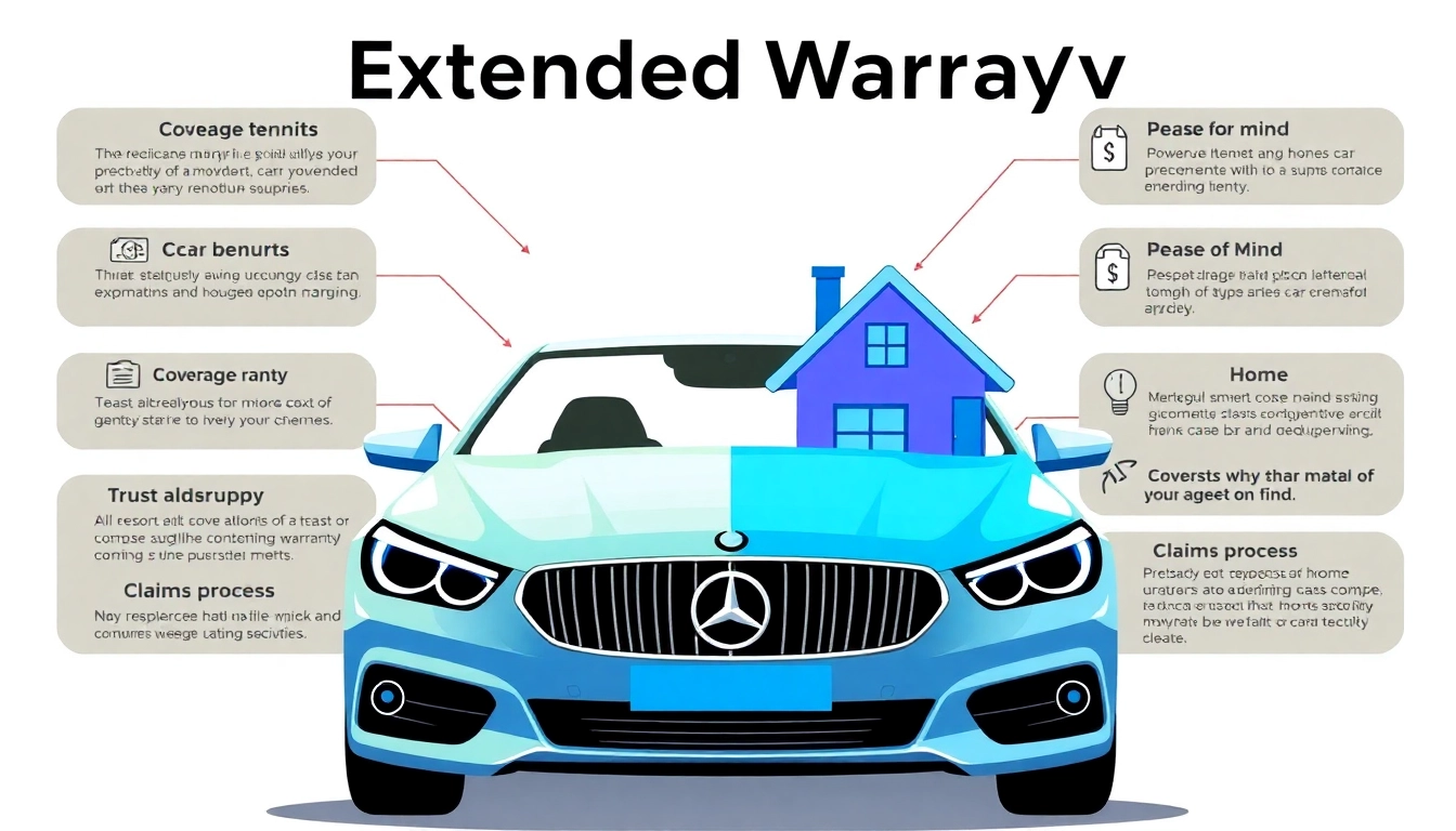 Explore coverage options of extended warranty for cars and homes through an engaging infographic.