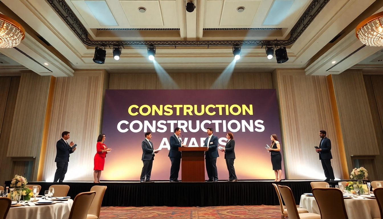 Celebrating achievements at the construction awards ceremony with industry leaders.