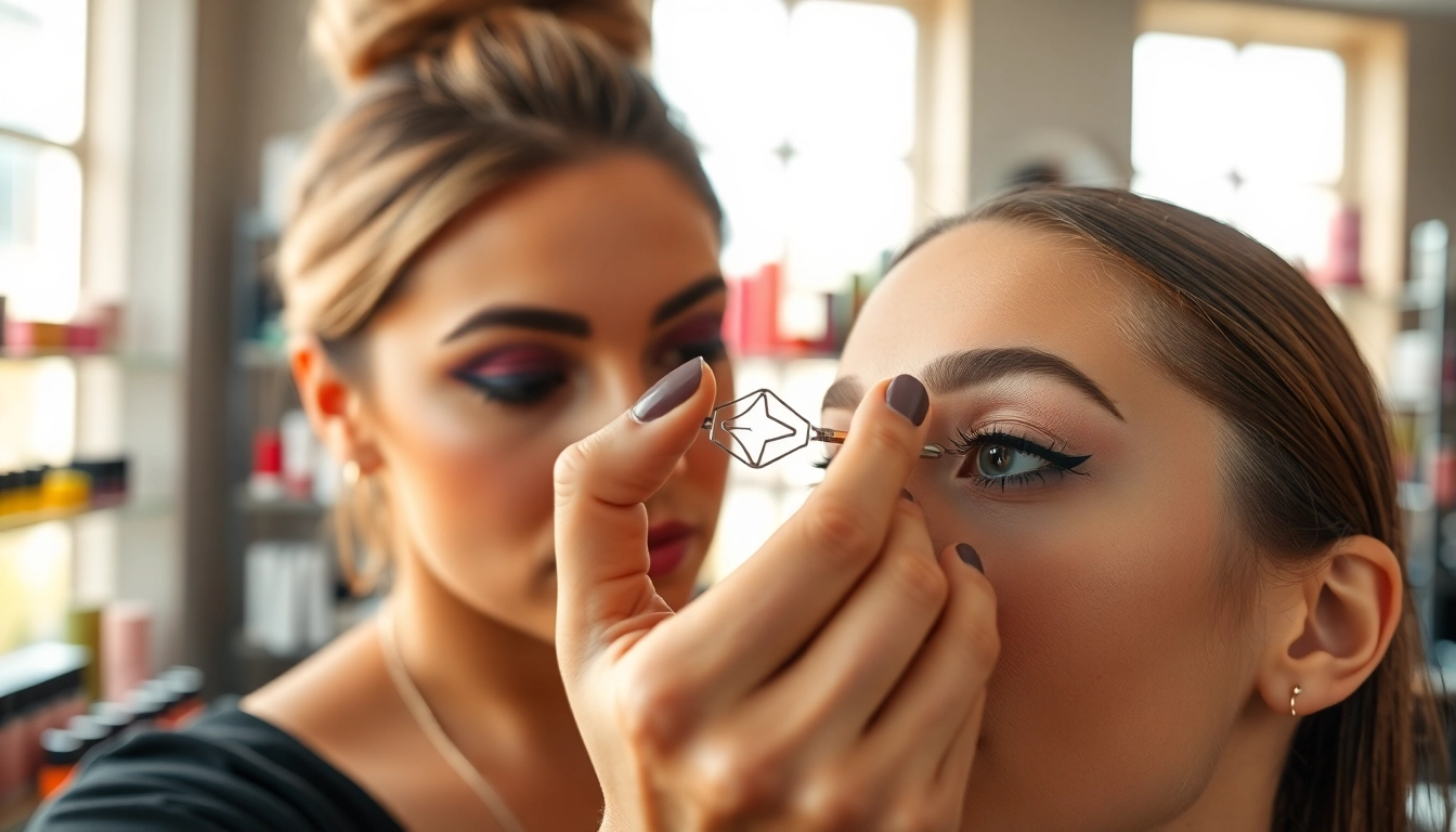 Apply a precise eyeliner stencil for flawless eyeliner looks in a chic studio setting.