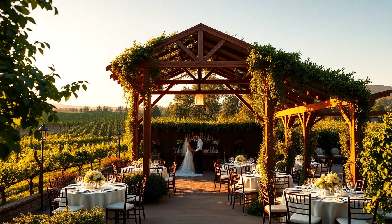 Beautiful outdoor wedding venues northern California showcasing vineyards and gardens in golden sunset light.