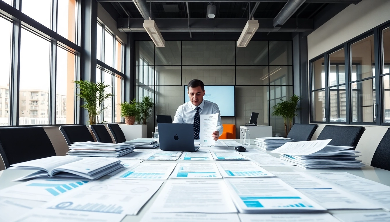 Consultant managing Registration and certification in Federal databases for federal contracts in a modern office.