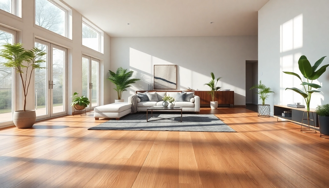 Stunning luxury vinyl plank flooring in a modern living room with natural light and stylish furnishings.