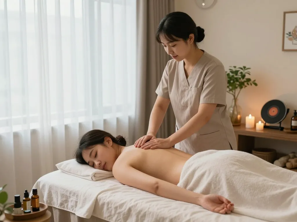 편안한 요소가 있는 고요한 스파 환경에서 전문가의 논현동마사지 세션.