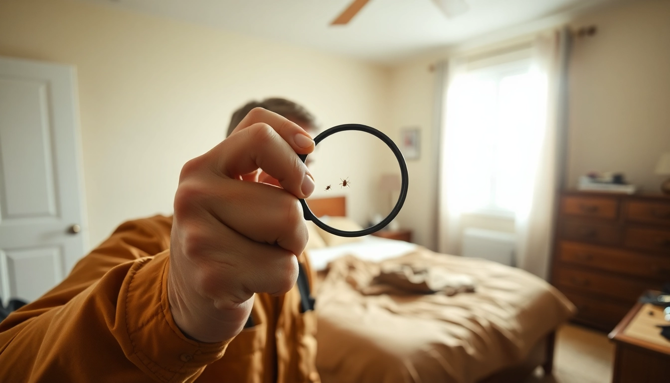 Inspecting for bed bugs, highlighting bed bug exterminator cost through professional methods.