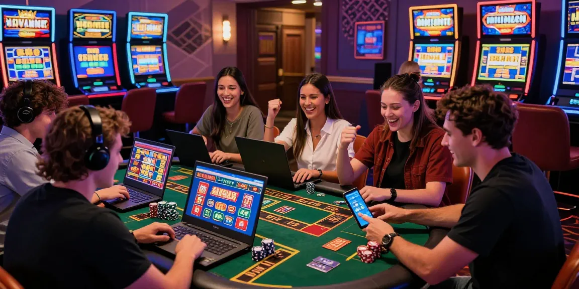 Engaged players enjoying games at online casinos that accept credit cards in a vibrant casino atmosphere.