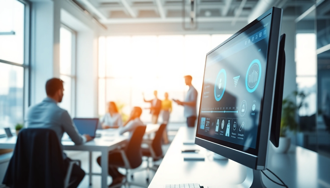 Innovative assistant for enterprise helping employees collaborate in a modern office.