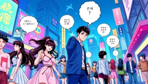 무료웹툰의 다양한 장르를 배경으로 한 생동감 넘치는 웹툰 일러스트