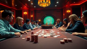 Players engaging in a thrilling poker game at a professional table inspired by 8day.cn.com.