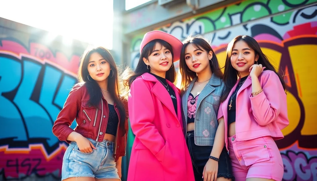 Spotlight on blackpink members with vibrant personalities against an urban backdrop.