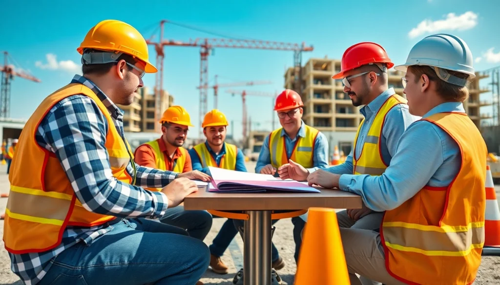Engaged workers at construction safety training enhancing their knowledge and skills.