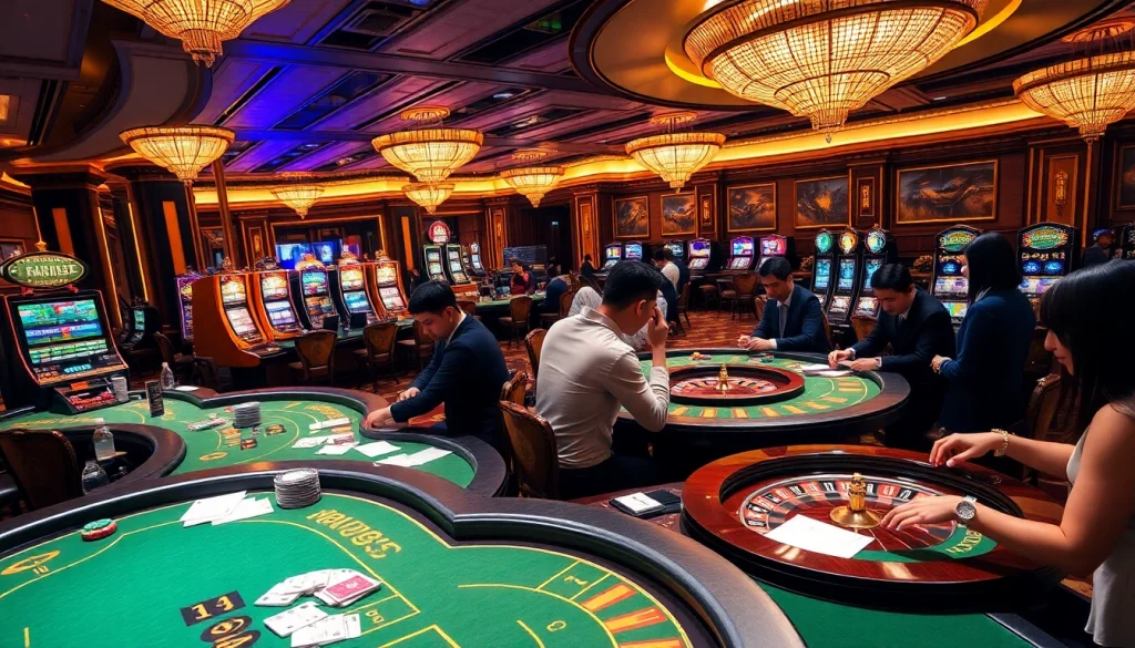 Experience the thrill of kjc xx88 in a luxurious casino with vibrant games and players.