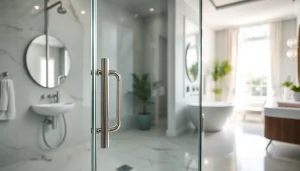 Install beautiful sunney shower doors in a modern bathroom setting with sleek design.