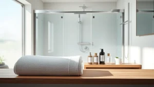 Elegante duschkabine 100x100 in einem modernen Badezimmer mit klaren Glaswänden.