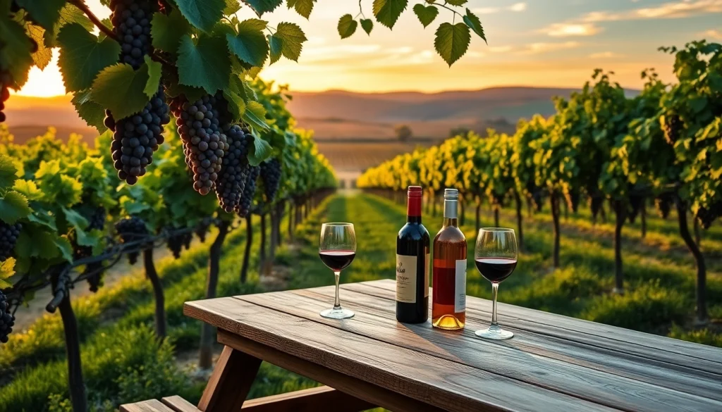 Experience wineries in Clarksburg with scenic vineyards and a welcoming picnic setup.