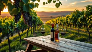 Experience wineries in Clarksburg with scenic vineyards and a welcoming picnic setup.